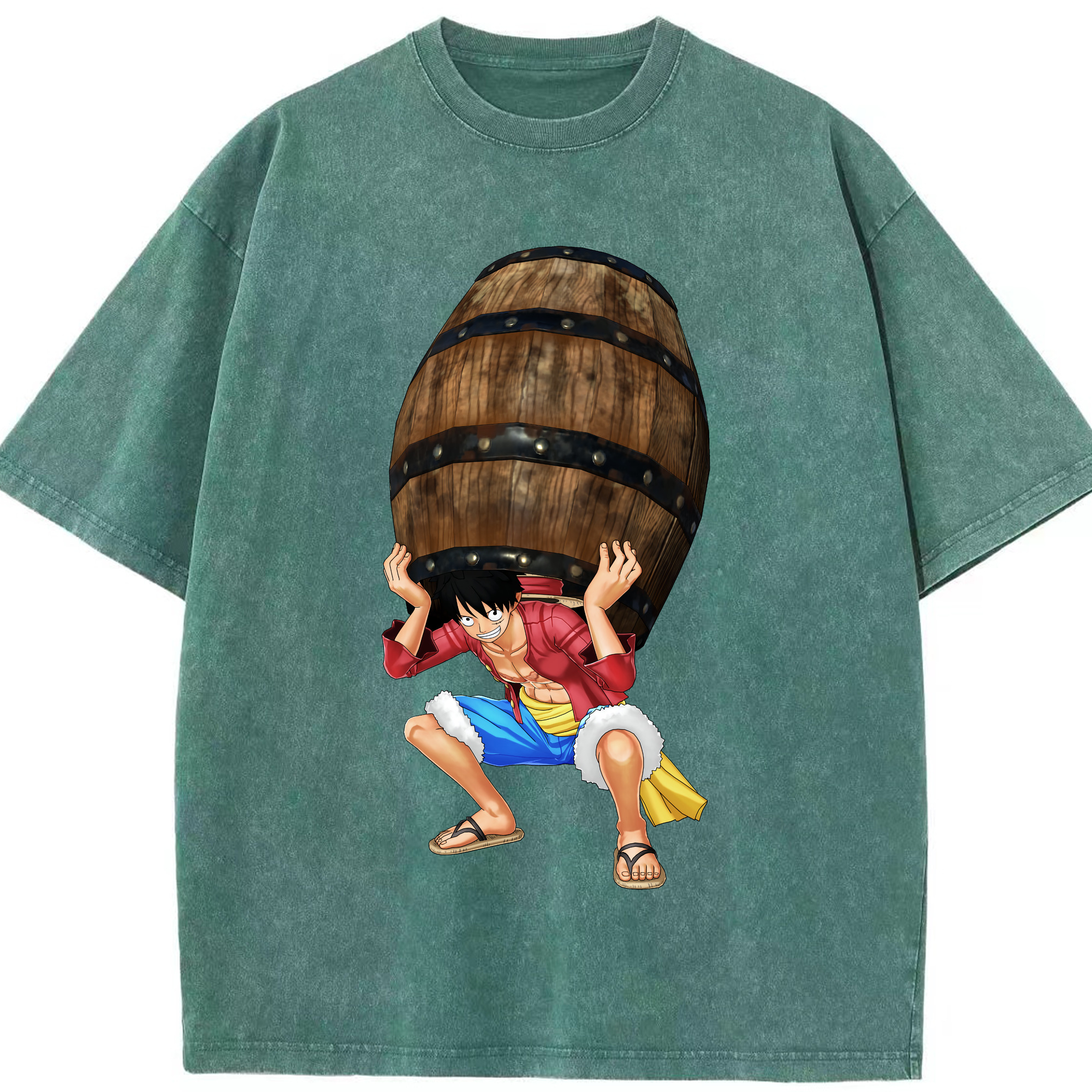 ワンピース モンキー・D・ルフィ ONE PIECE Monkey D. Luffy 綿100% ヴィンテージ風 半袖Tシャツ（フロントプリント）